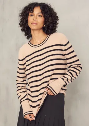 Cashmere Crew Neck Sweater in Praline Stripe