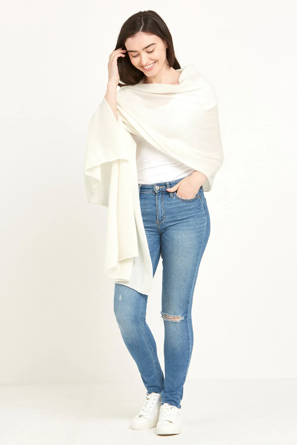 Cashmere Travel Wrap Winter White