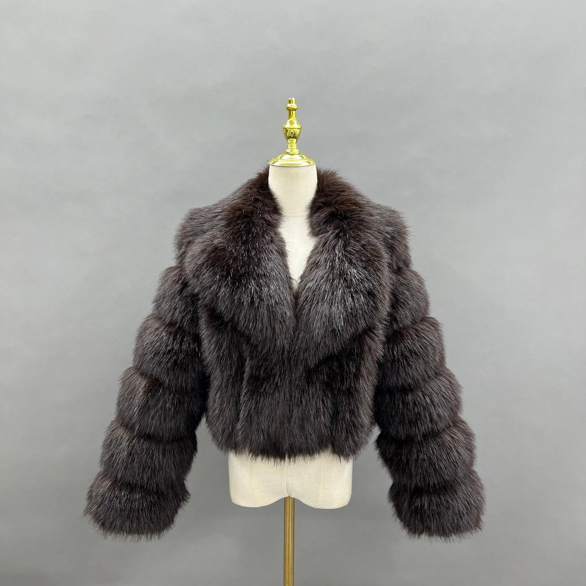 Chocolate Premium Faux Fur Collared Jacket