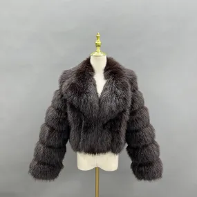 Chocolate Premium Faux Fur Collared Jacket