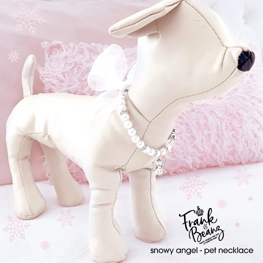 Christmas Dog Necklace Cat Collar Holiday Pet Necklace Snowy Angel