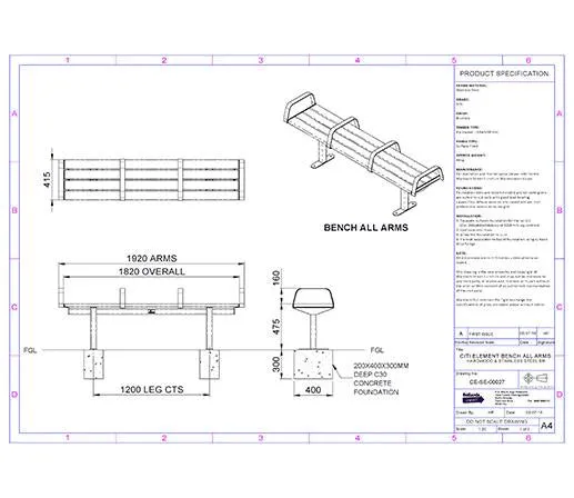 Citi Elements Stainless Steel and Hardwood Timber Bench