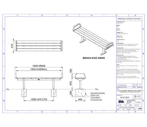 Citi Elements Stainless Steel and Hardwood Timber Bench