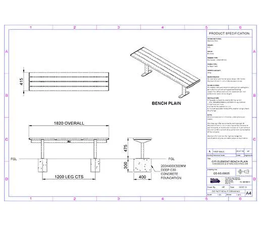 Citi Elements Stainless Steel and Hardwood Timber Bench