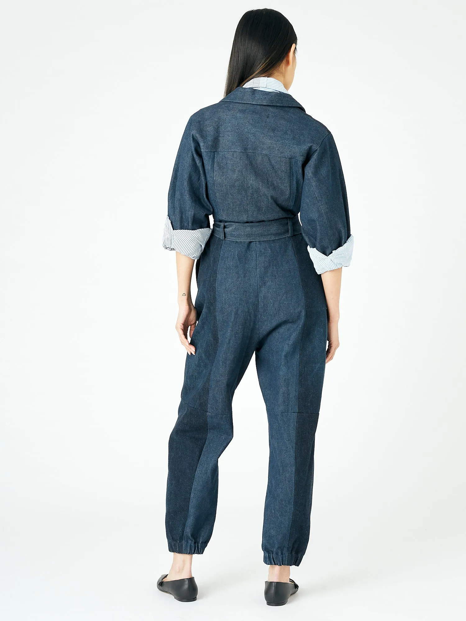 Classic Denim Jumpsuit Dark Blue