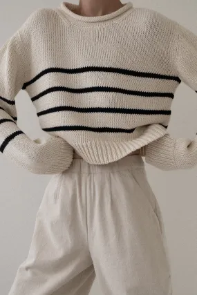 Cropped Field Sweater - Stripe