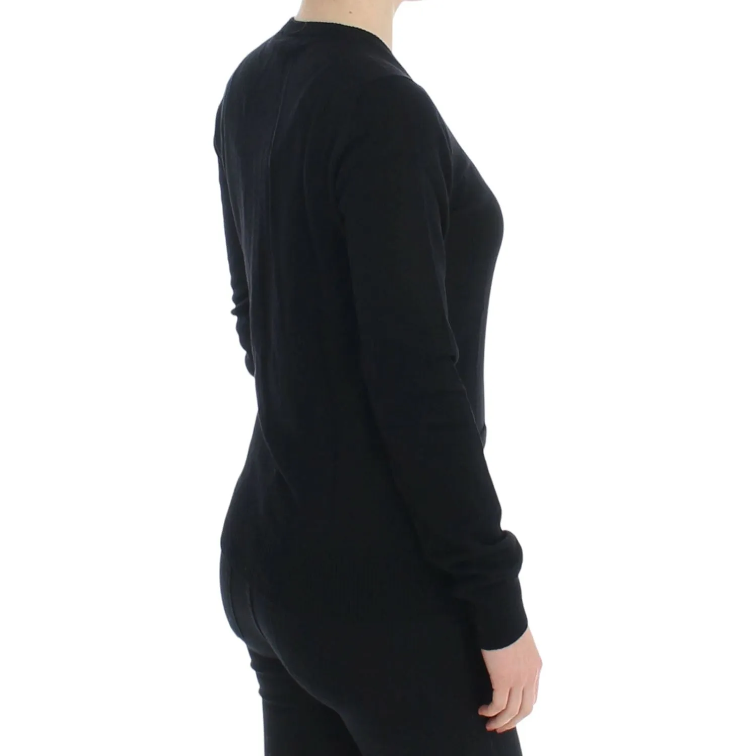 Dolce & Gabbana Elegant Black Wool Cardigan Sweater