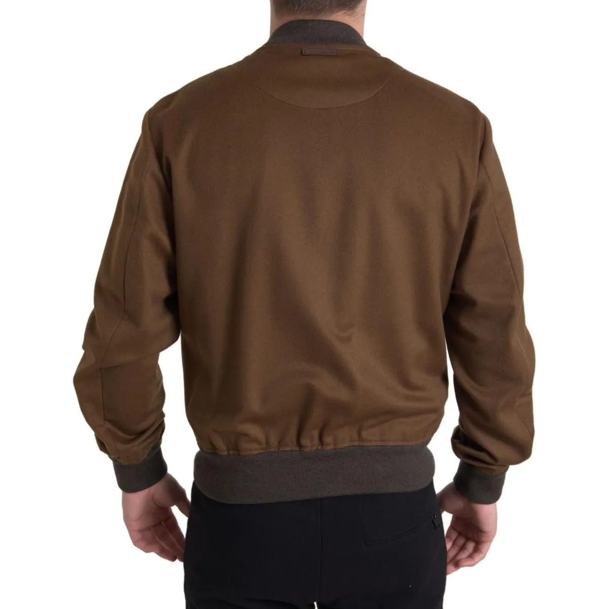 Dolce & Gabbana Elegant Brown Cashmere Bomber Jacket