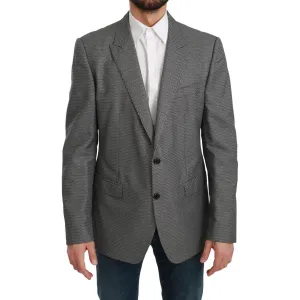 Dolce & Gabbana Elegant Gray Fantasy Pattern Slim Fit Blazer