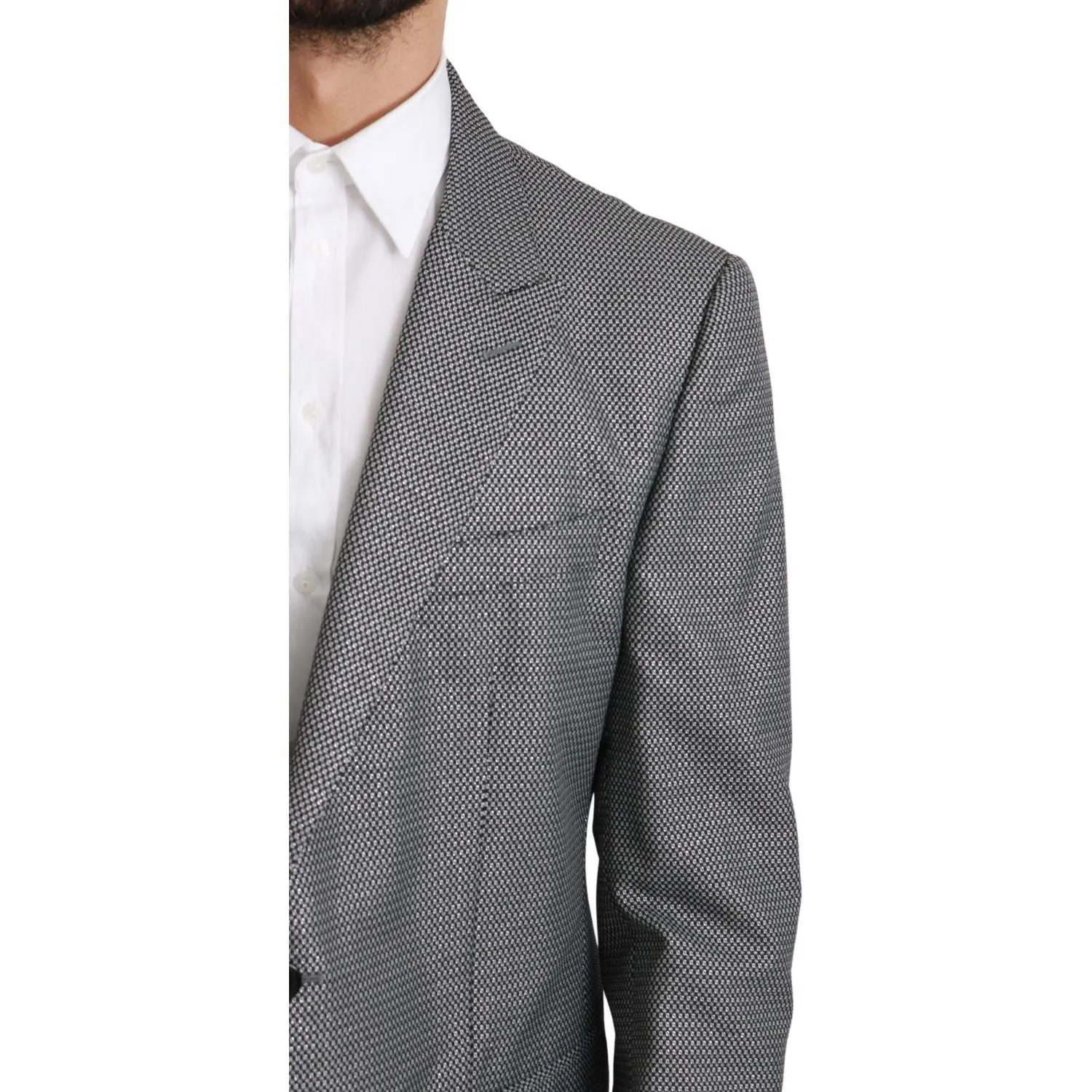 Dolce & Gabbana Elegant Gray Fantasy Pattern Slim Fit Blazer