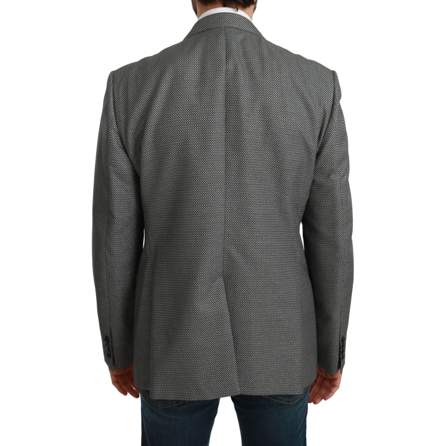 Dolce & Gabbana Elegant Gray Fantasy Pattern Slim Fit Blazer