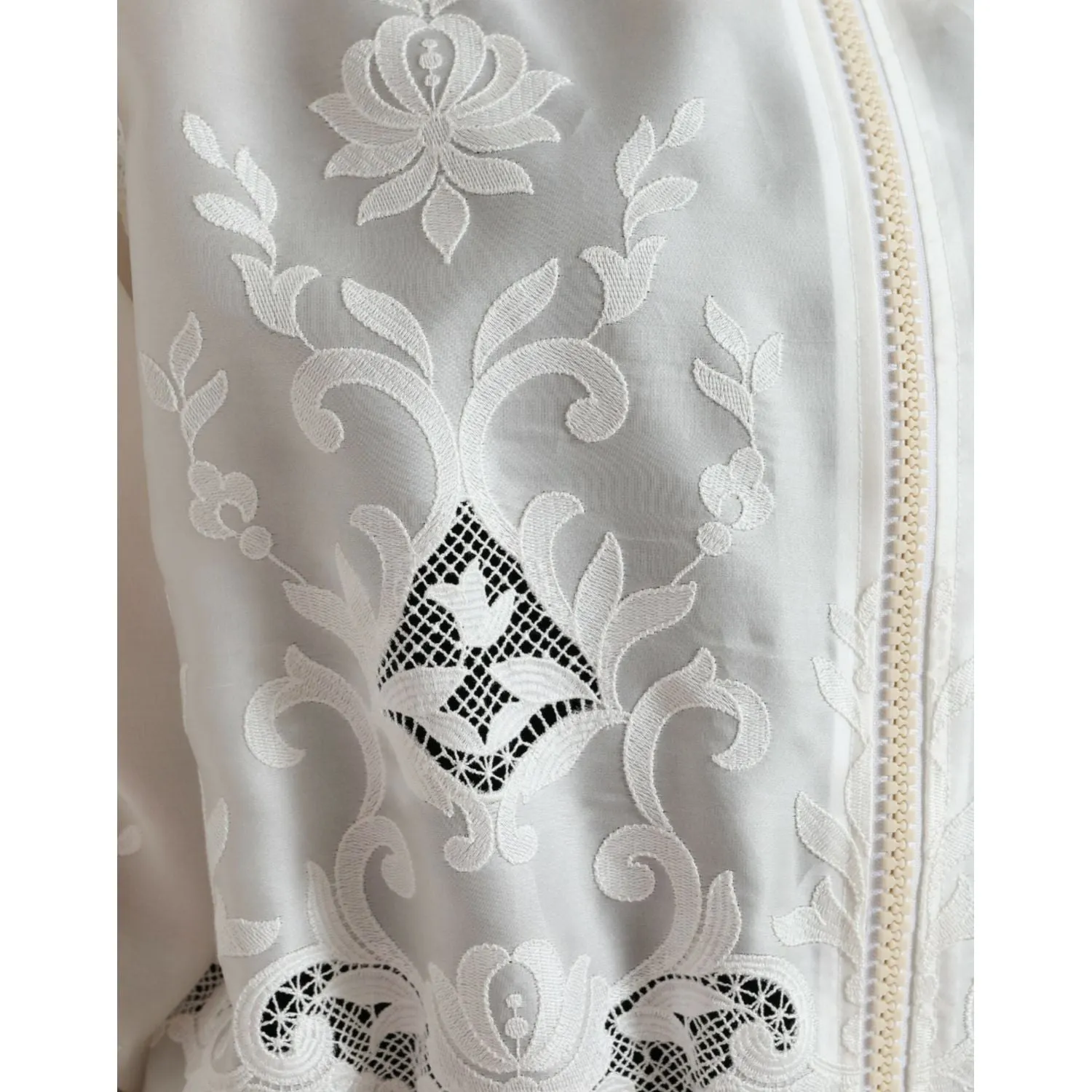 Dolce & Gabbana Elegant White Silk Bomber Jacket