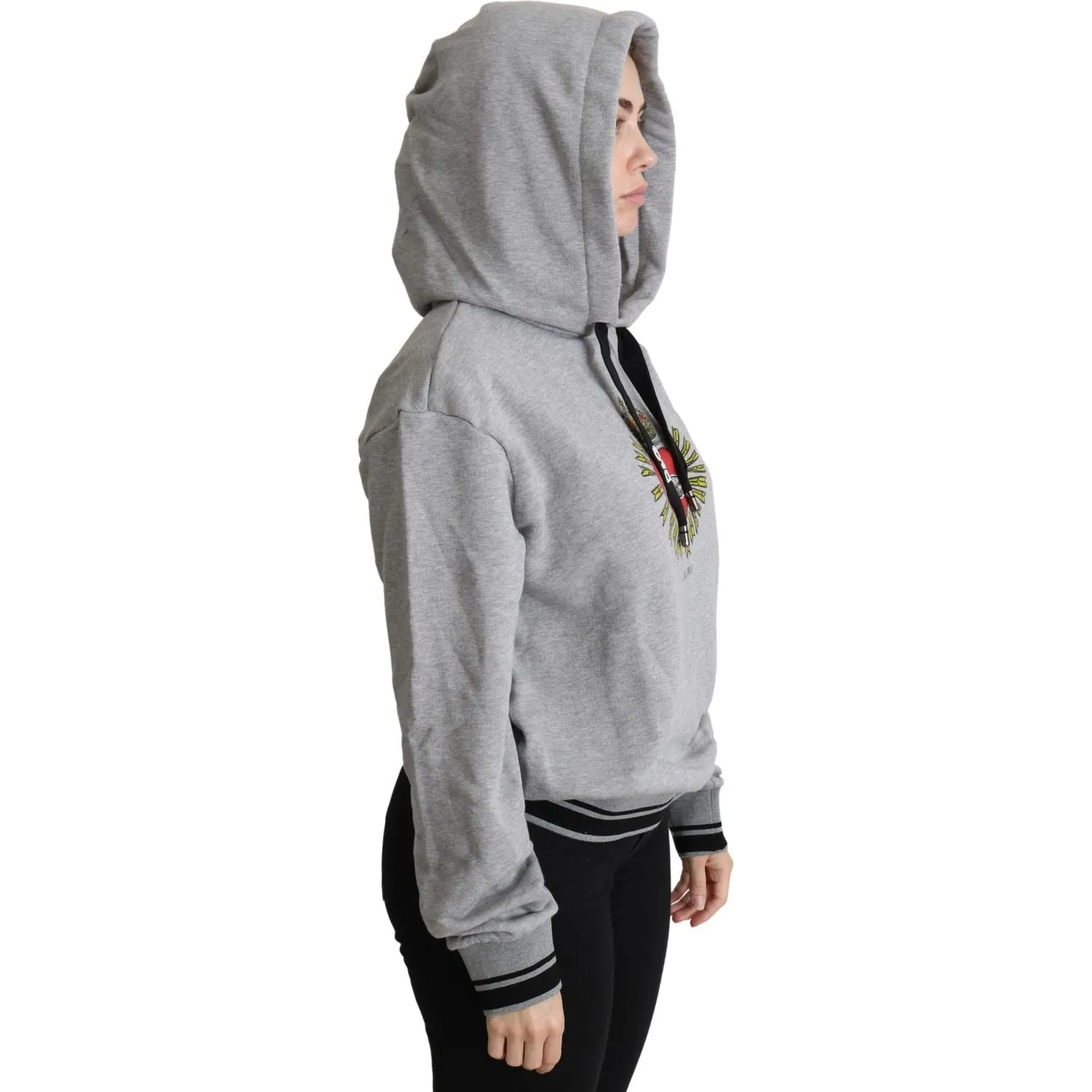 Dolce & Gabbana Exclusive Hooded Gray Cotton Sweater