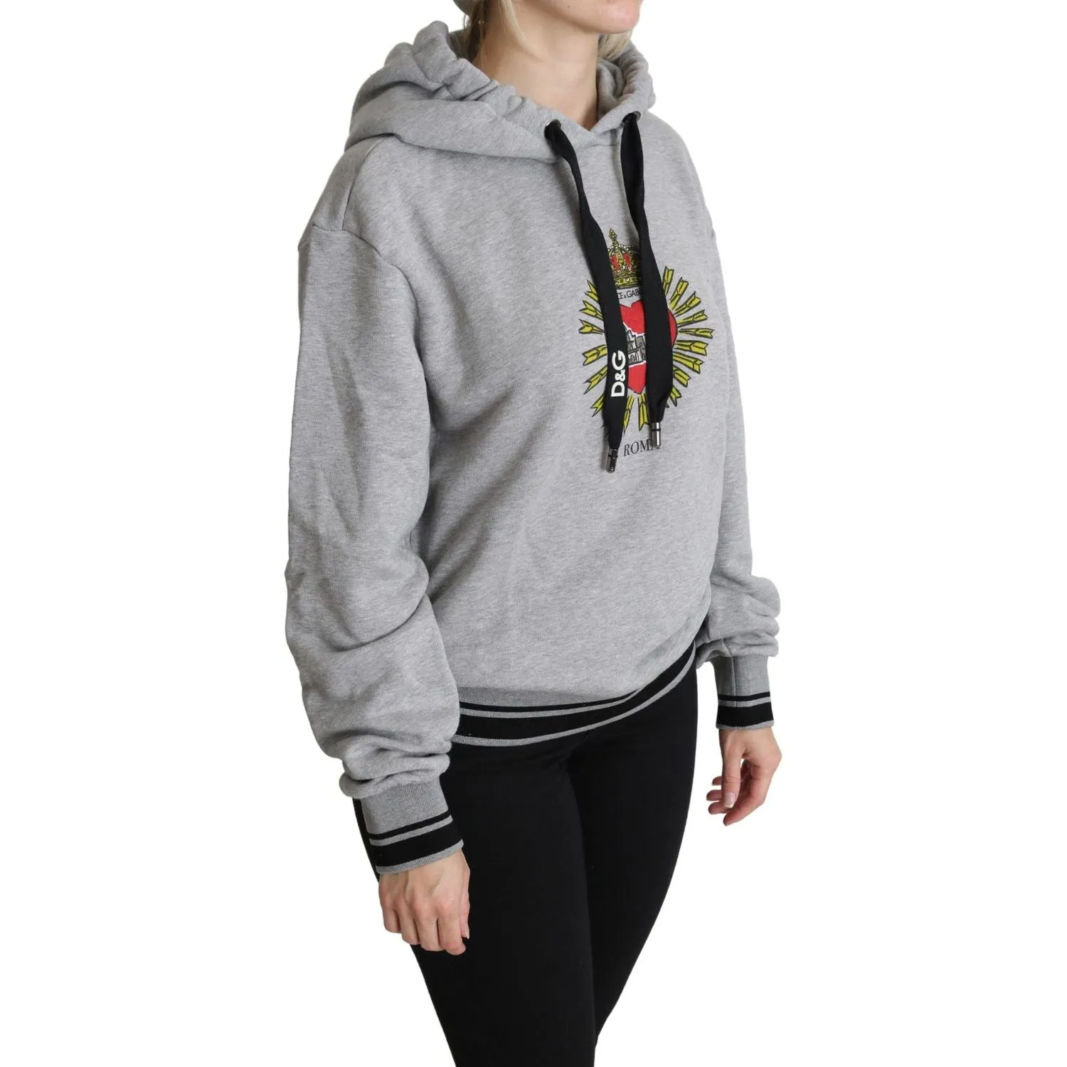 Dolce & Gabbana Exclusive Hooded Gray Cotton Sweater