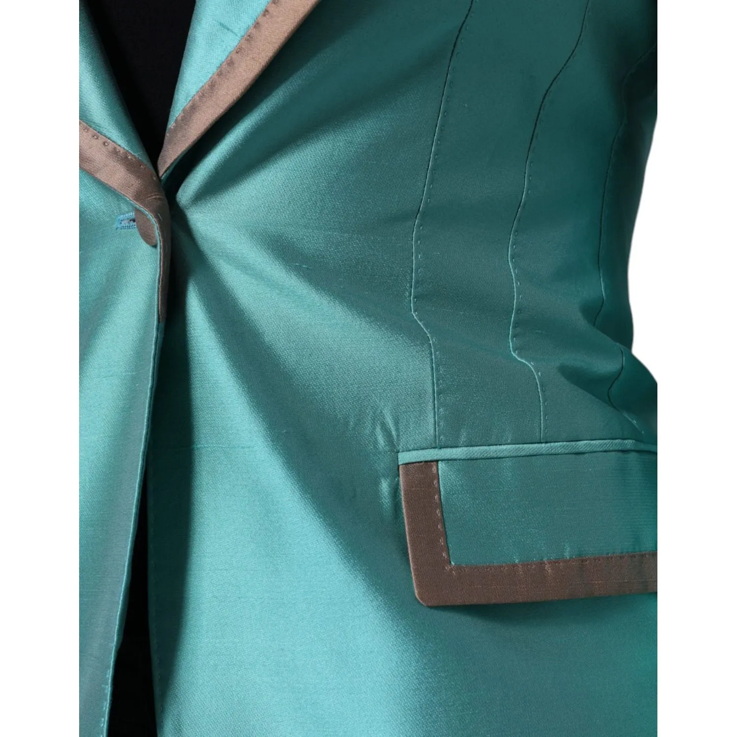 Dolce & Gabbana Metallic Green Single Breasted Blazer Jacket