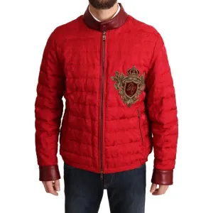 Dolce & Gabbana Red and Gold Bomber Designer Jacket