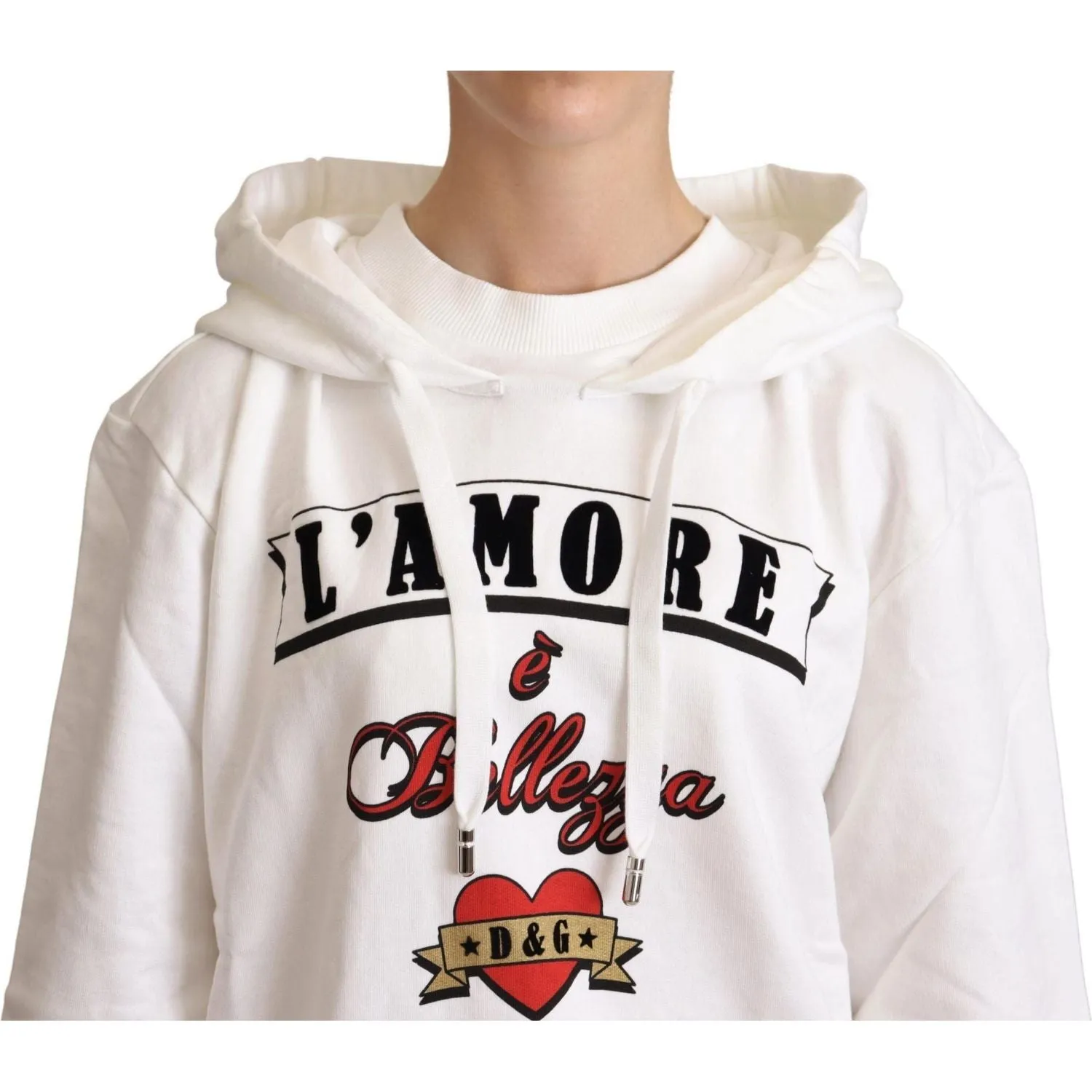 Dolce & Gabbana White L'Amore Motive Hooded Sweater