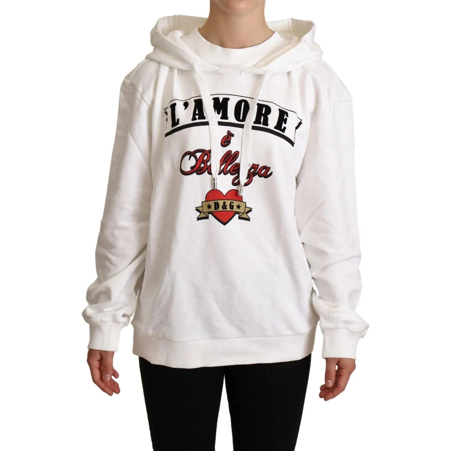 Dolce & Gabbana White L'Amore Motive Hooded Sweater