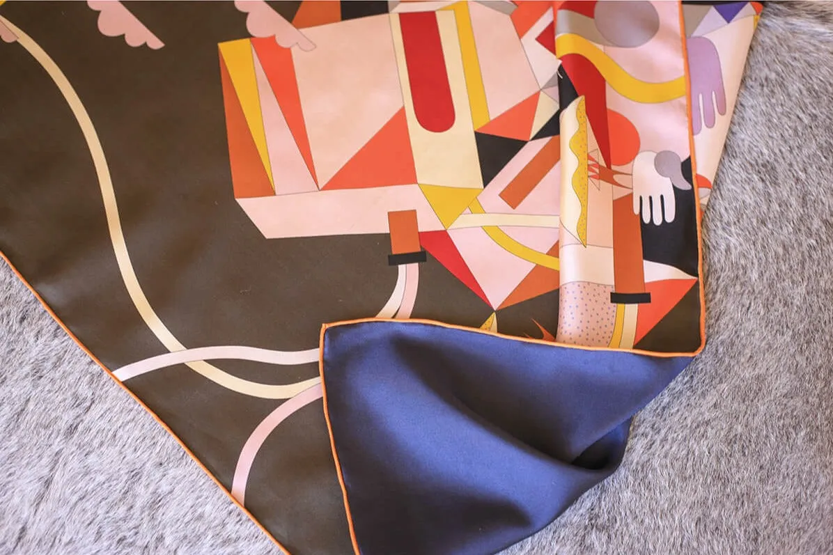 Double Sided Silk Scarf Of Dreamlike