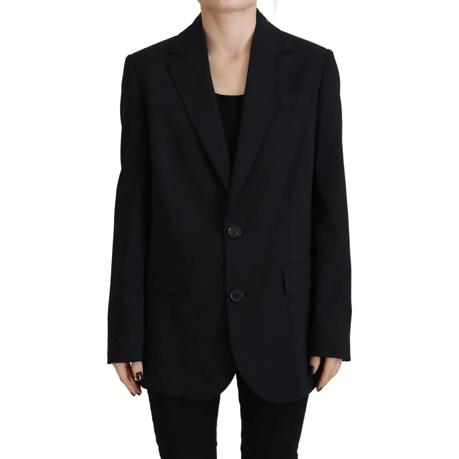 Dsquared² Black Flower Single Breasted Coat Blazer