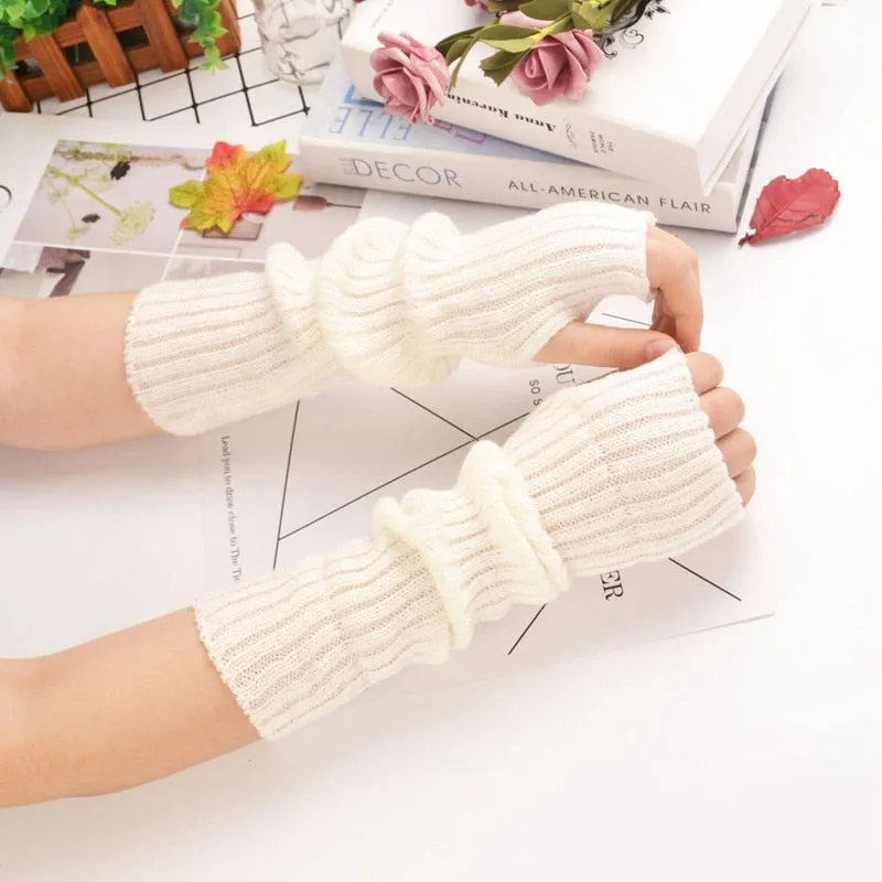 E-girl Knitted Fingerless Thumb Hole Wrist Warmers