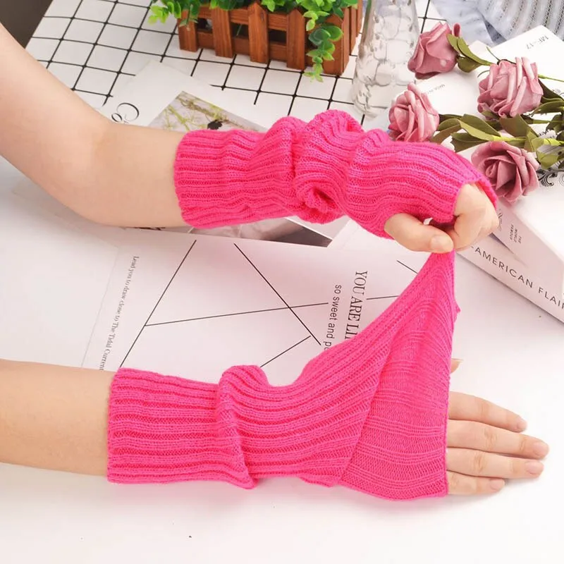 E-girl Knitted Fingerless Thumb Hole Wrist Warmers