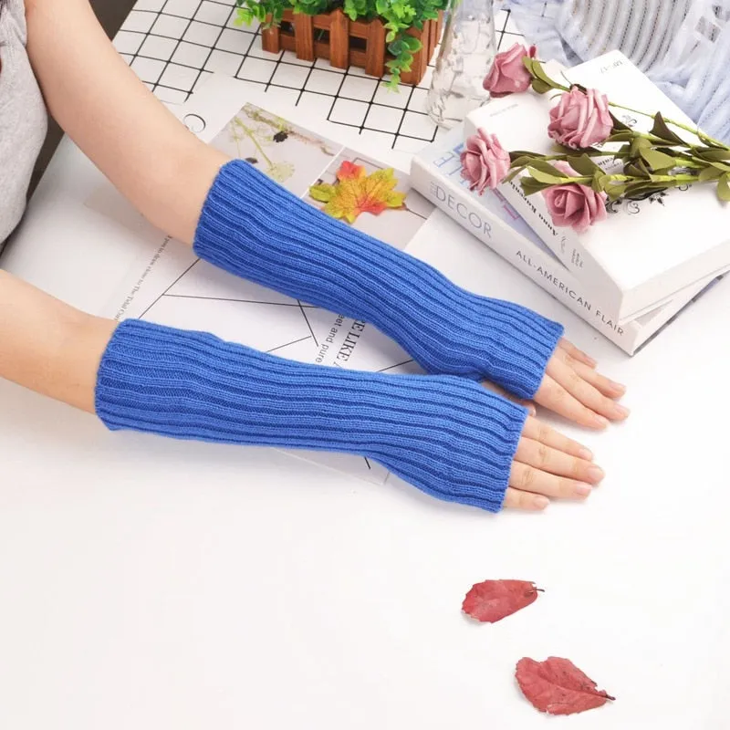 E-girl Knitted Fingerless Thumb Hole Wrist Warmers