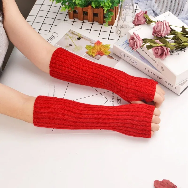 E-girl Knitted Fingerless Thumb Hole Wrist Warmers