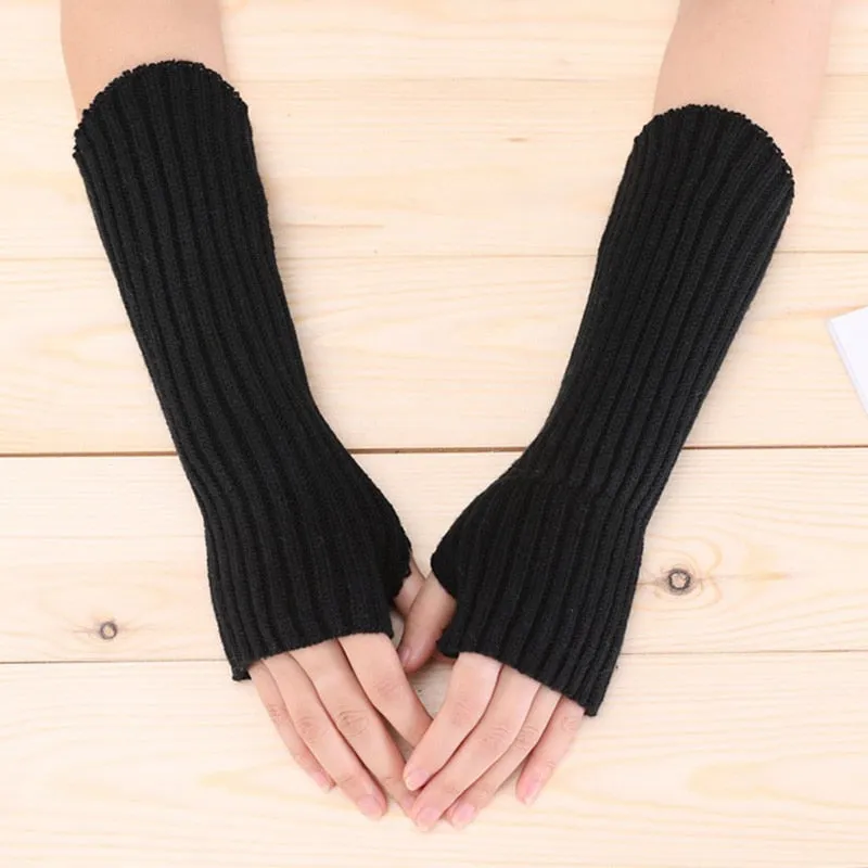 E-girl Knitted Fingerless Thumb Hole Wrist Warmers