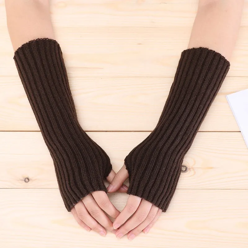 E-girl Knitted Fingerless Thumb Hole Wrist Warmers