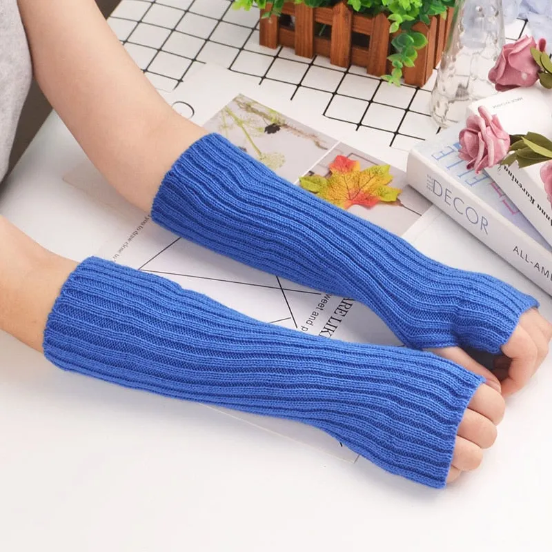 E-girl Knitted Fingerless Thumb Hole Wrist Warmers