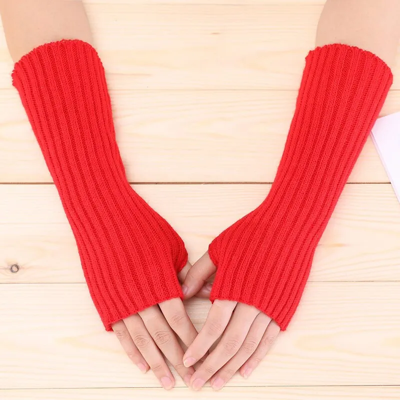 E-girl Knitted Fingerless Thumb Hole Wrist Warmers