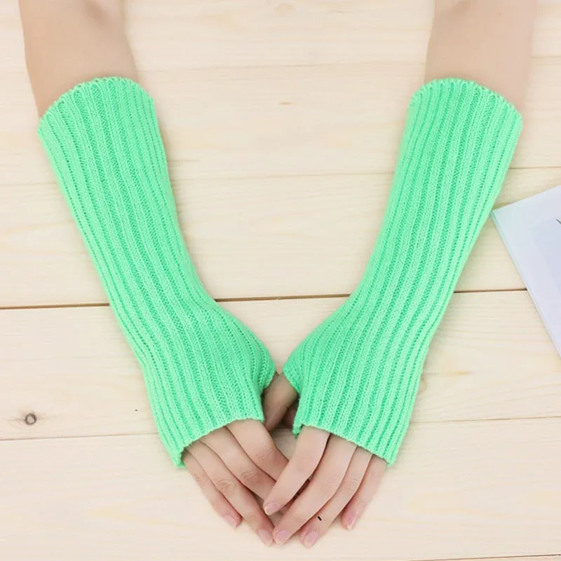 E-girl Knitted Fingerless Thumb Hole Wrist Warmers