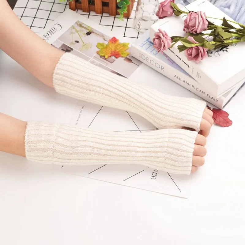 E-girl Knitted Fingerless Thumb Hole Wrist Warmers