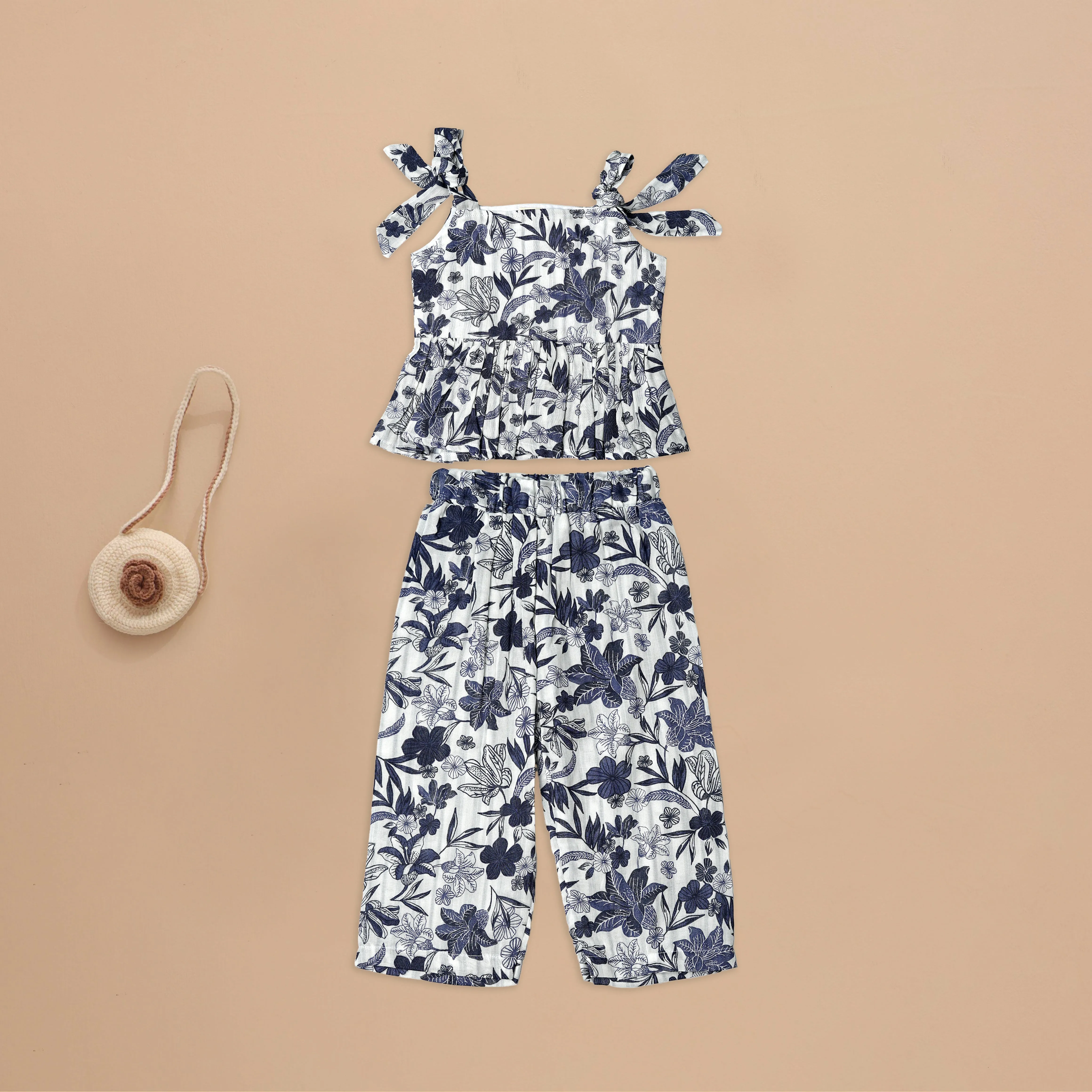 Elegant Blossoms: Stylish Floral Two-Piece Set