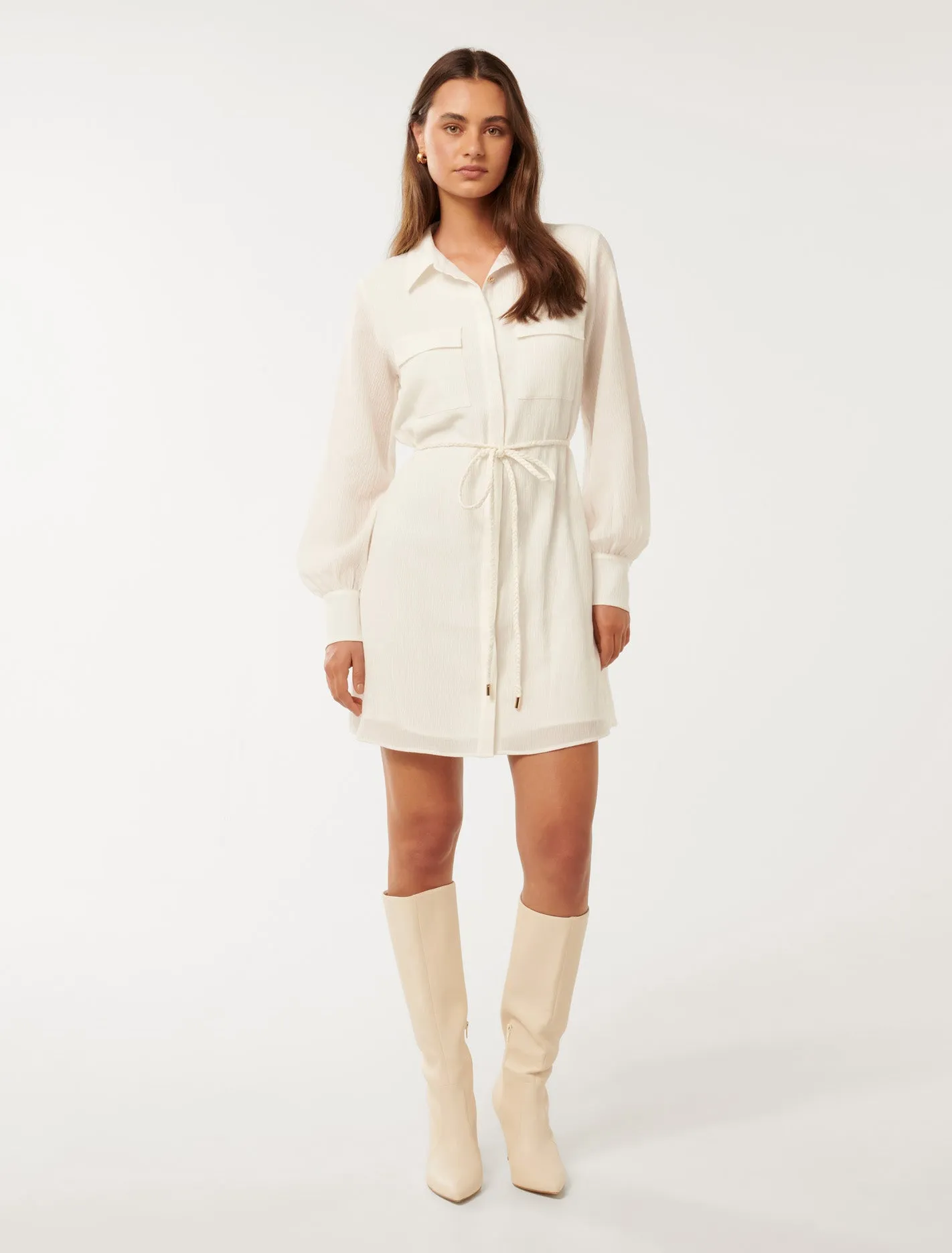 Eloise Textured Shirt Mini Dress