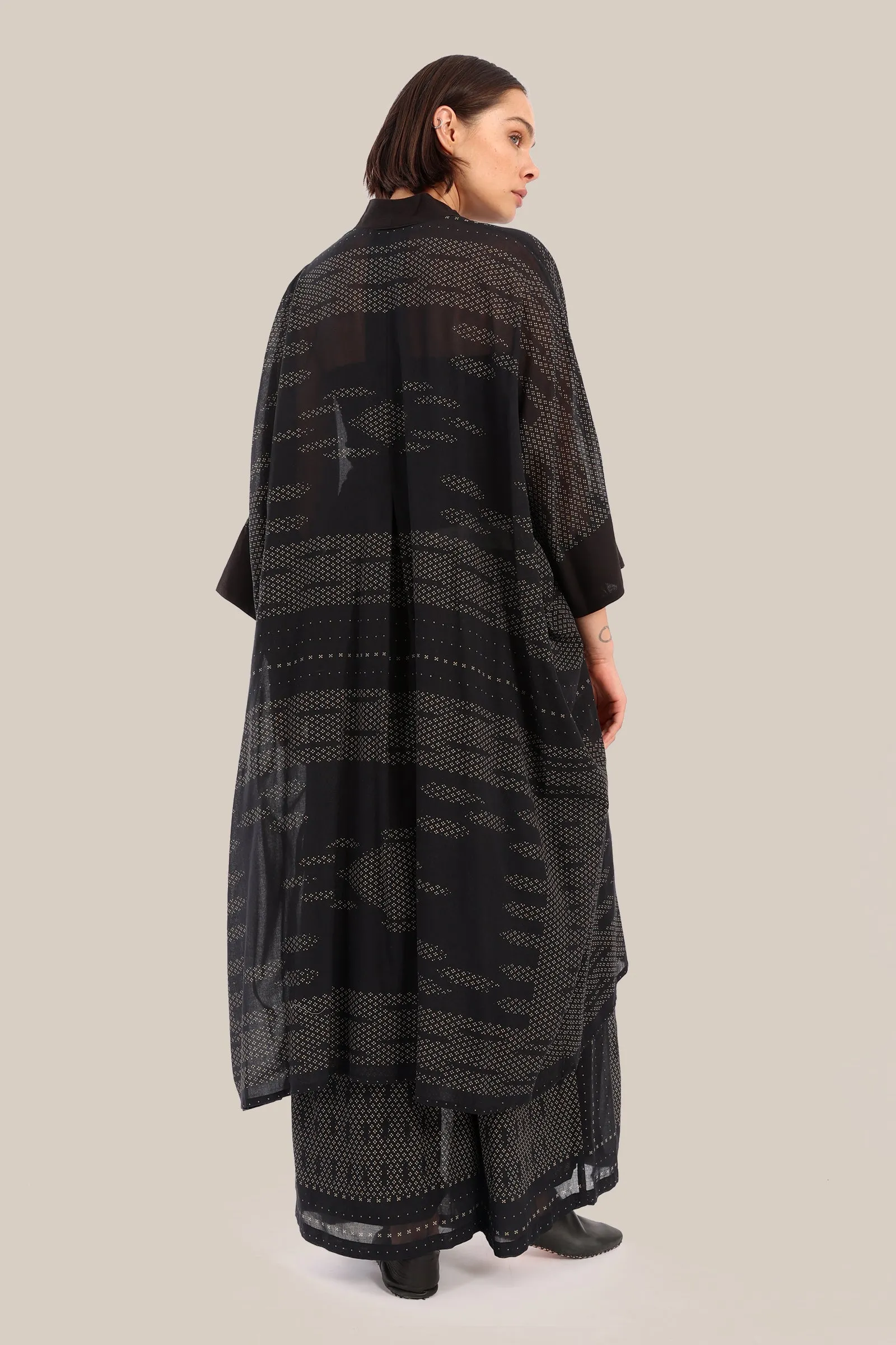 Embroidered oversized kaftan dress  with V neckline