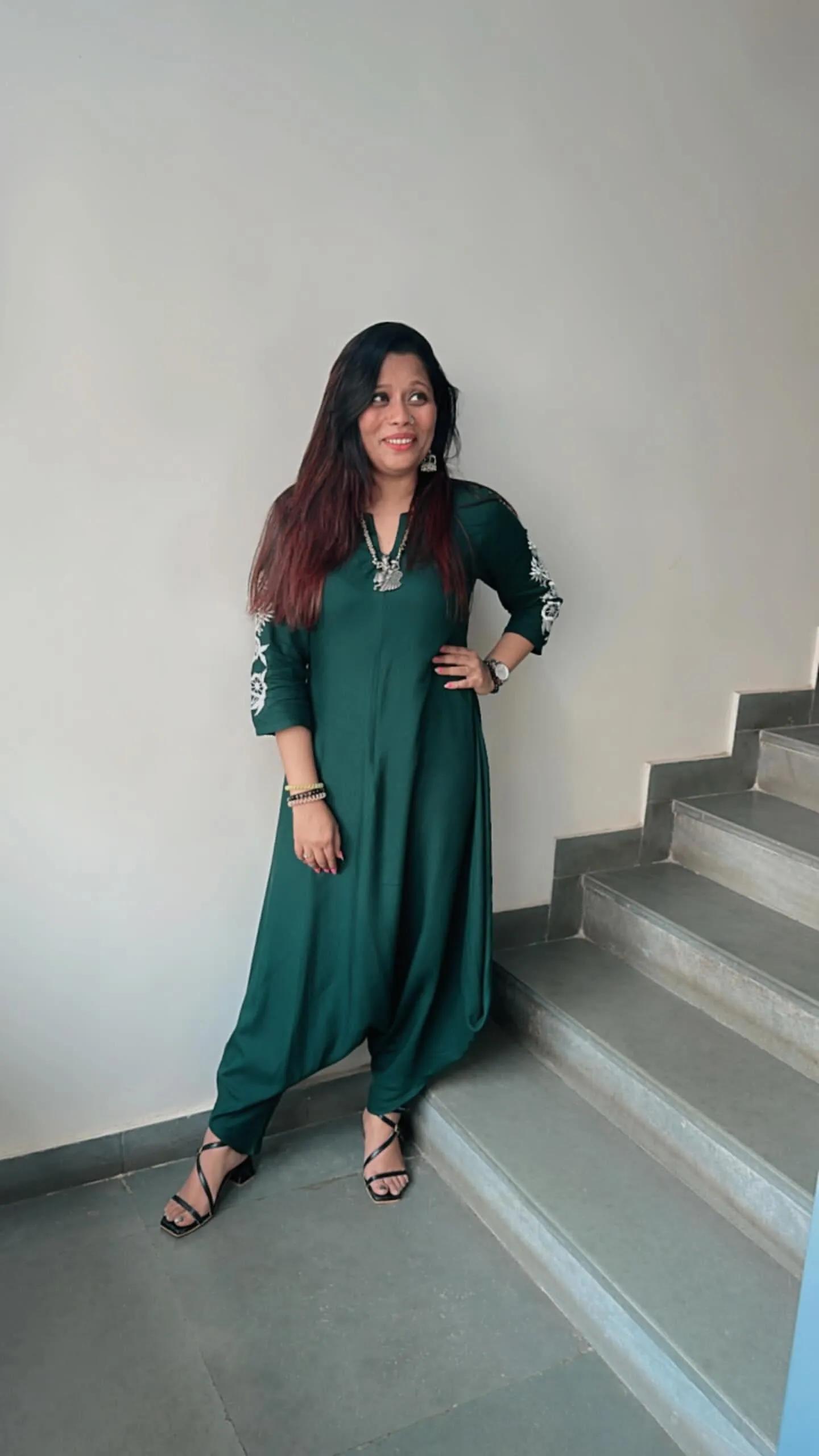 Emerald Green Embroidery Jumpsuit