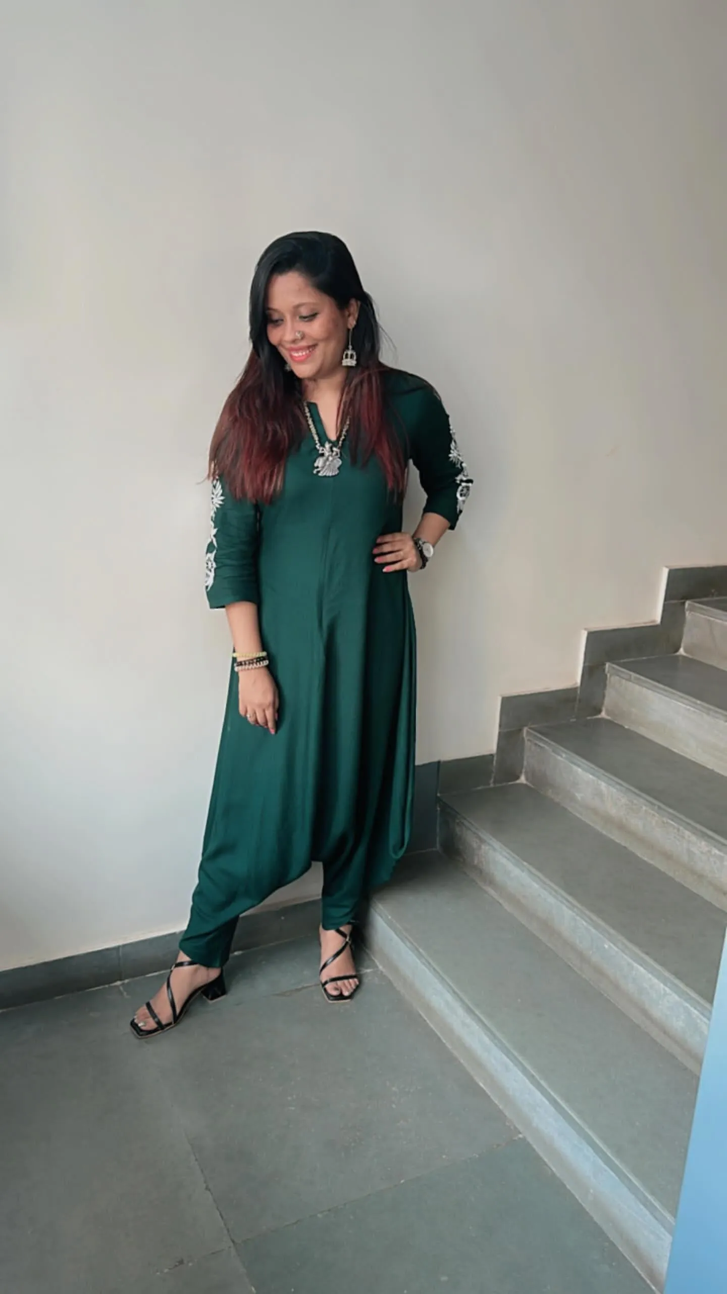 Emerald Green Embroidery Jumpsuit