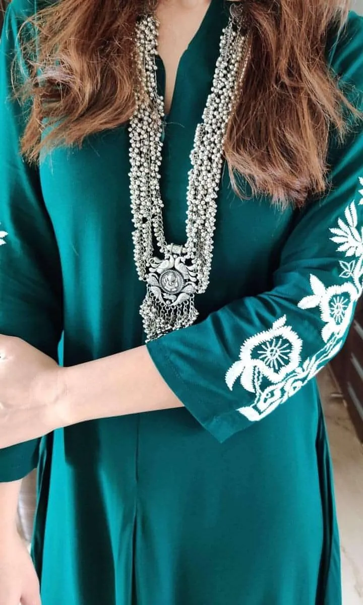 Emerald Green Embroidery Jumpsuit