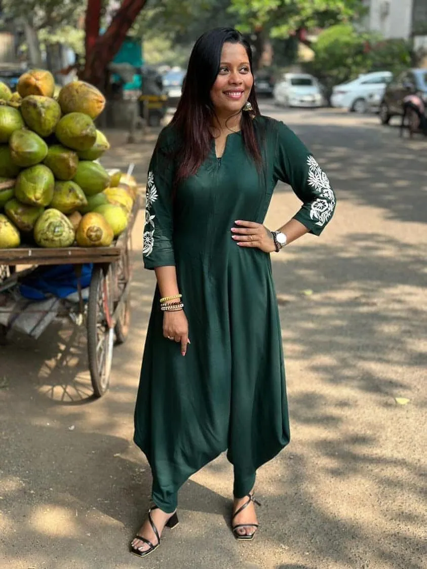 Emerald Green Embroidery Jumpsuit