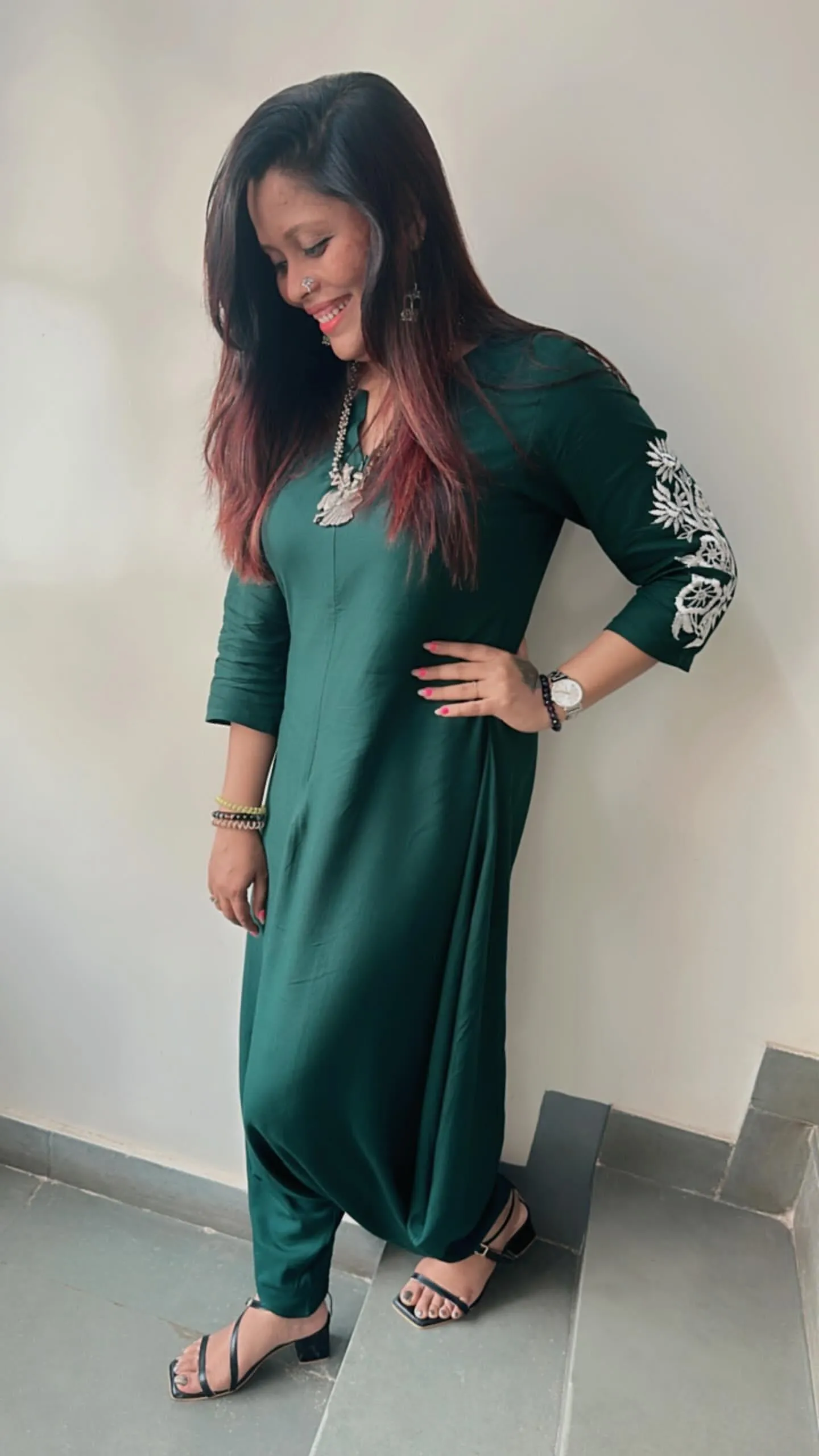 Emerald Green Embroidery Jumpsuit