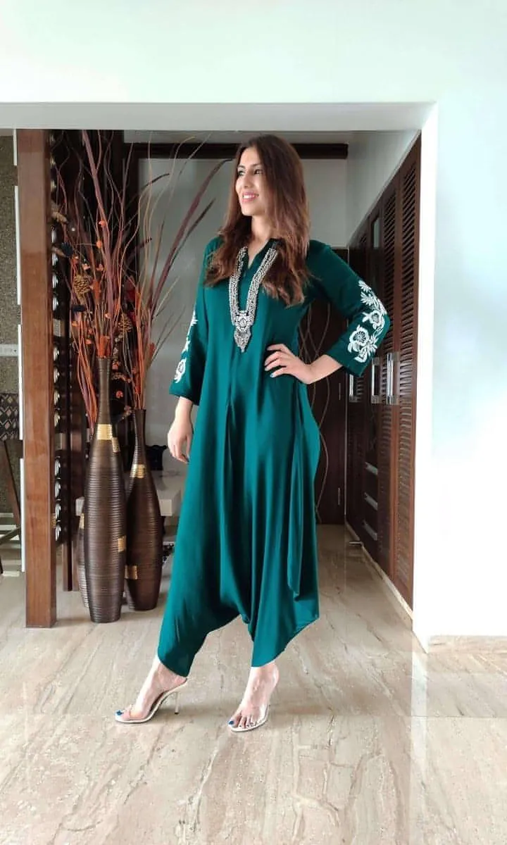 Emerald Green Embroidery Jumpsuit