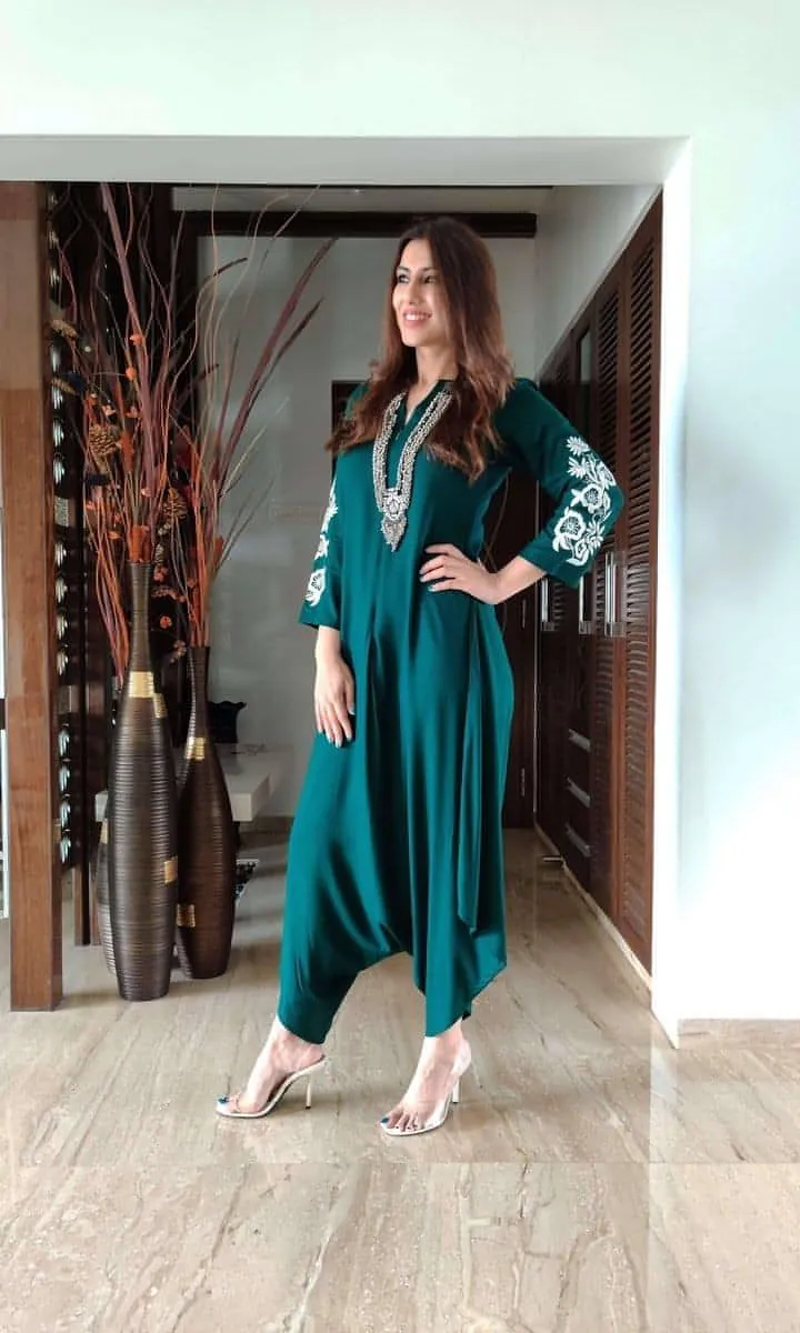 Emerald Green Embroidery Jumpsuit