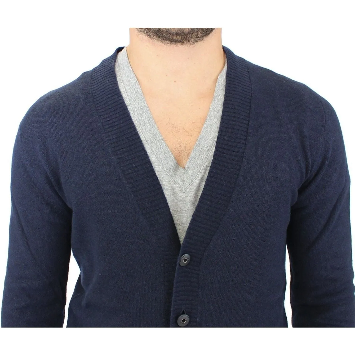 Ermanno Scervino Chic Blue Wool Blend Cardigan Sweater