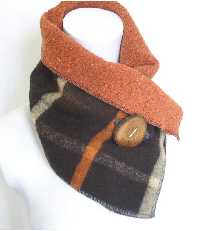 Fall Classic Plaid Upcycled Neckwarmer - One-of-a-Kind