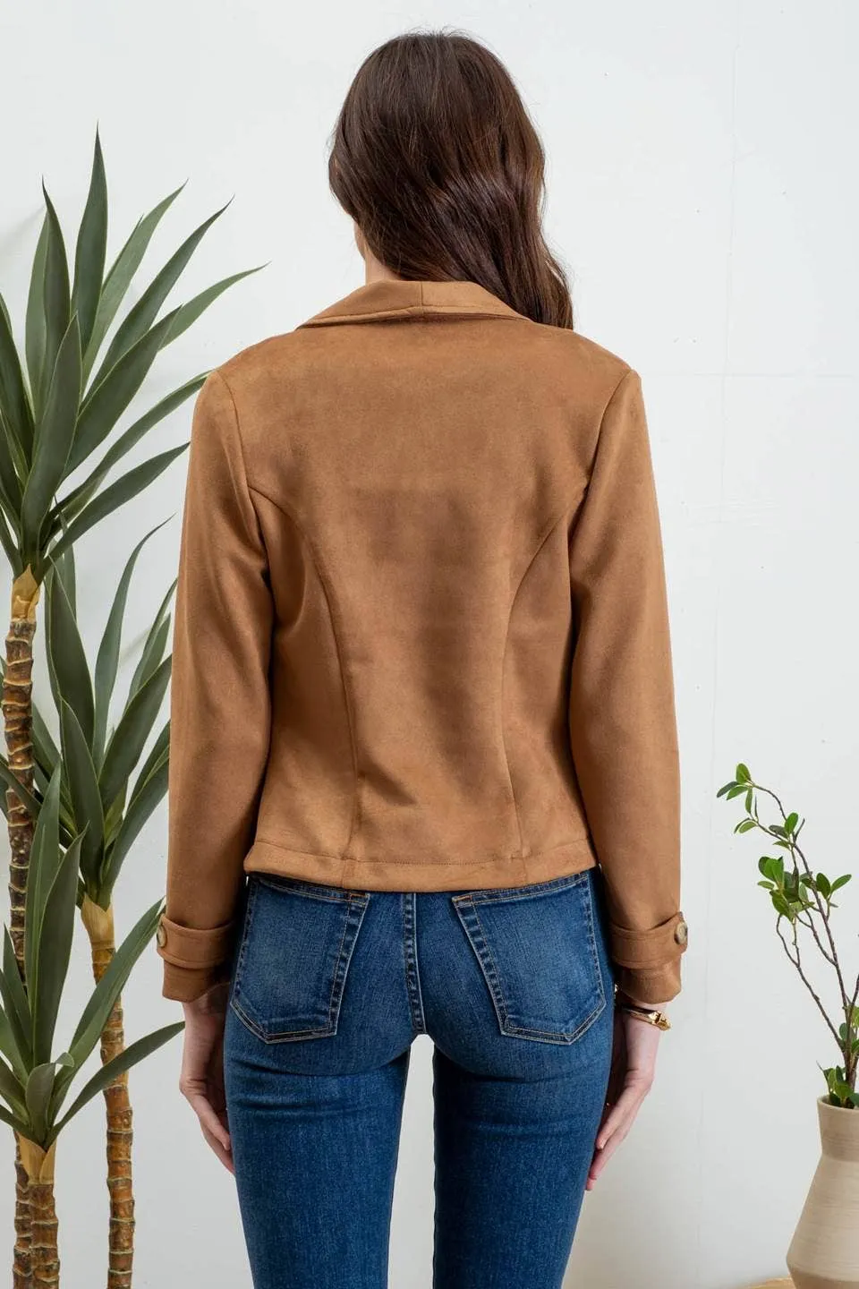 Faux Suede Moto Jacket