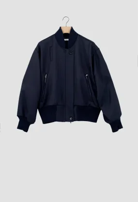 FRANKLIN - Wool Tricotine Bomber Jacket in Navy