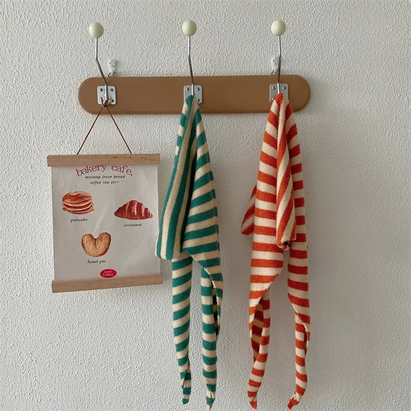 French Retro Striped Triangle Scarf