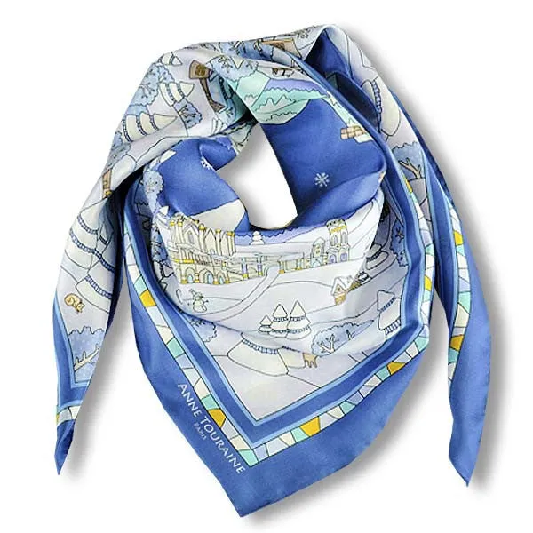 FRENCH SILK SCARF - WINTER - Night Blue - 36x36"